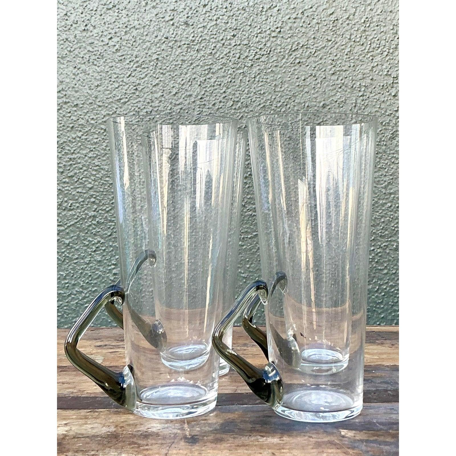 Vintage Boho Art Glas Highballs - Satz von vier (amerikanisch) im Angebot