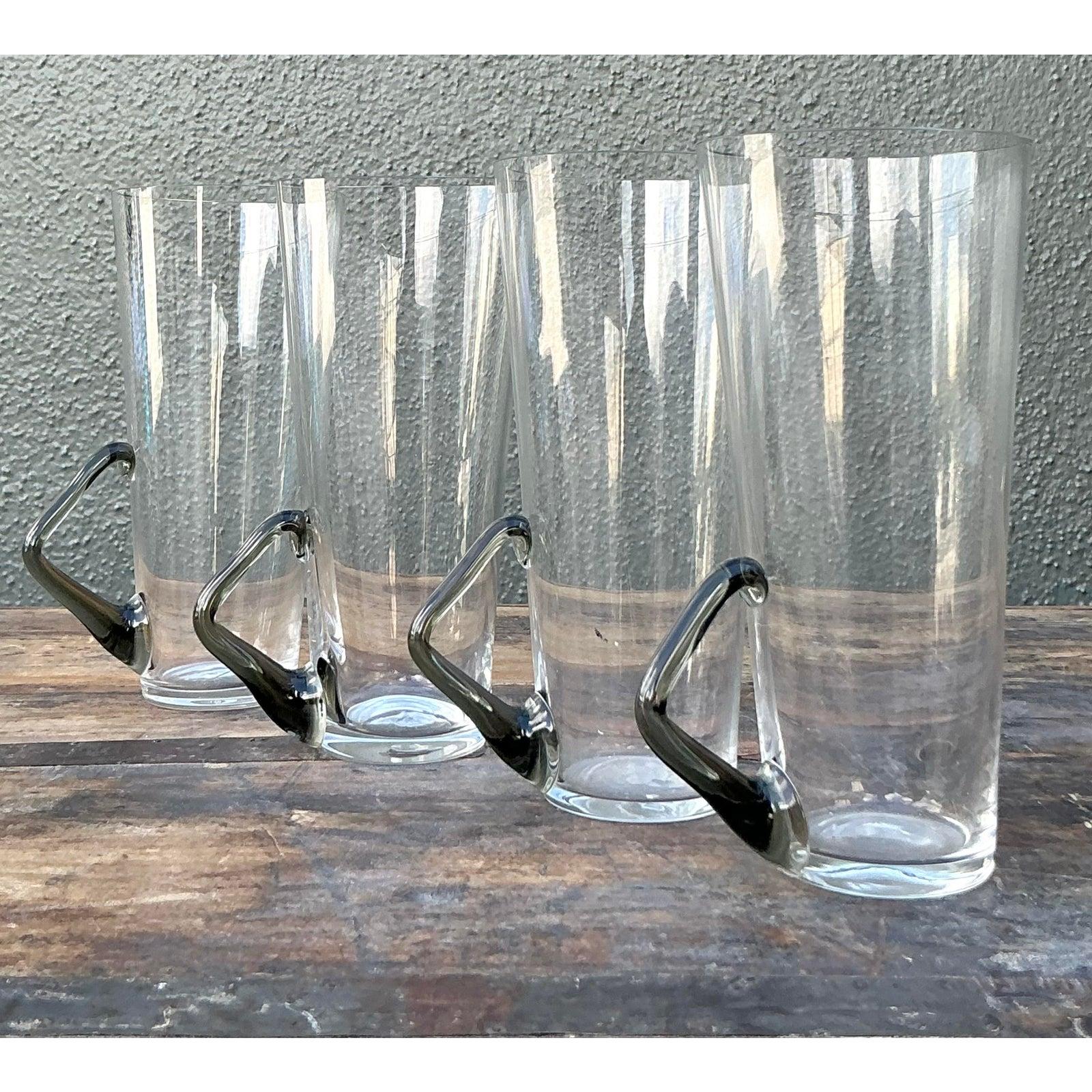 Vintage Boho Art Glas Highballs - Satz von vier im Zustand „Gut“ im Angebot in West Palm Beach, FL