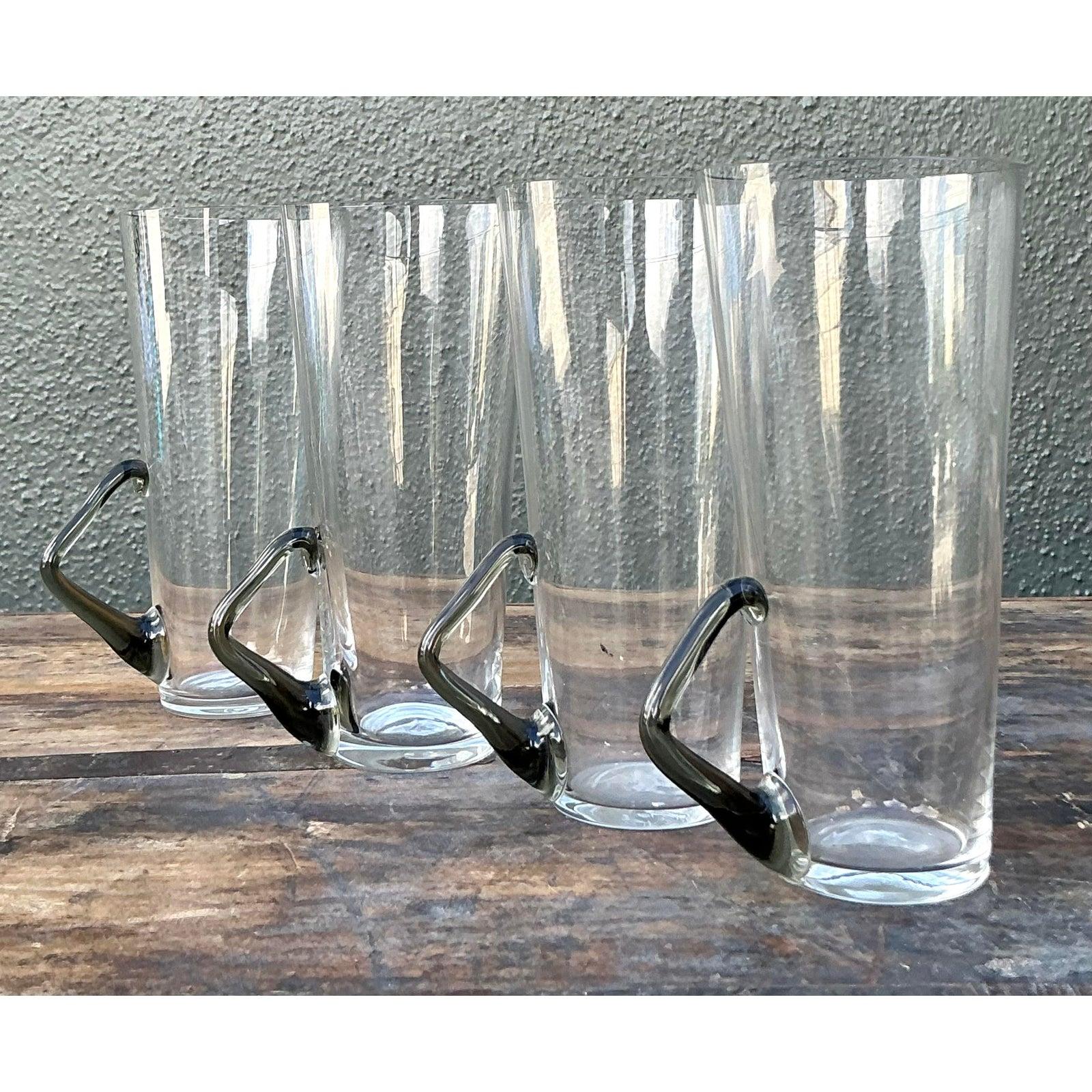 Vintage Boho Art Glas Highballs - Satz von vier (Glaskunst) im Angebot