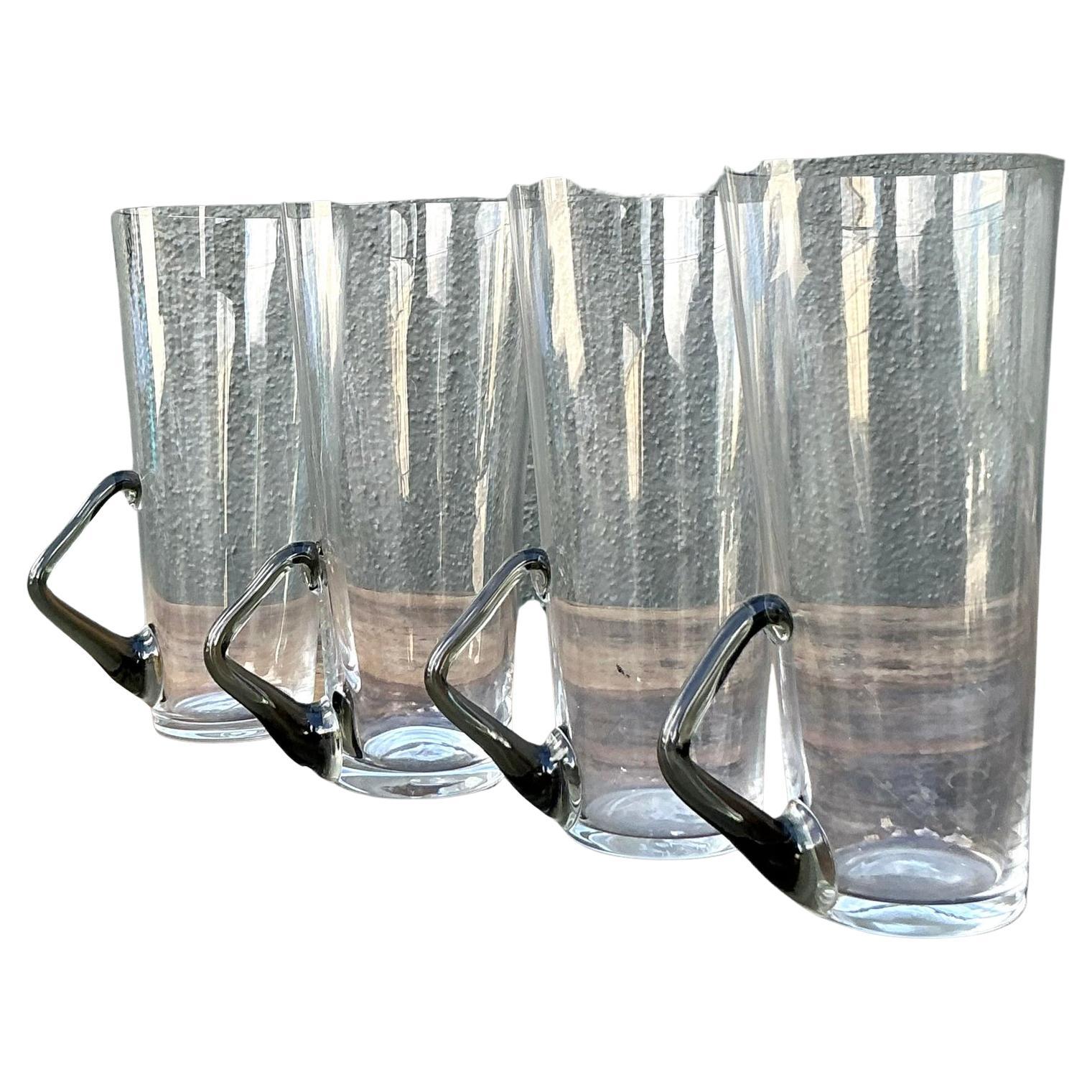 Vintage Boho Art Glas Highballs - Satz von vier im Angebot