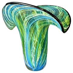 Vintage Boho Art Glass Vase After Murano