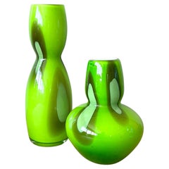 Vintage Boho Art Glass Vases- Set of 2