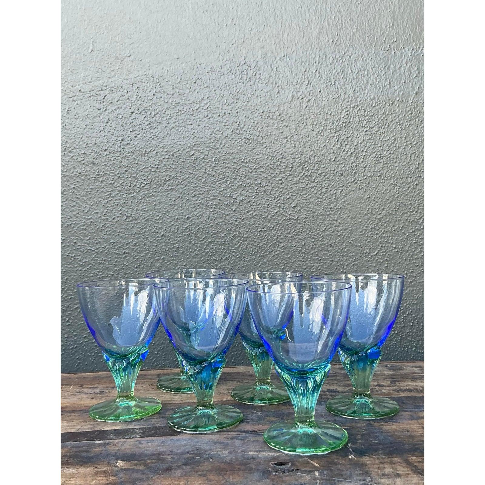 Vintage Boho Art Glas Weingläser - Set von 6 (20. Jahrhundert) im Angebot
