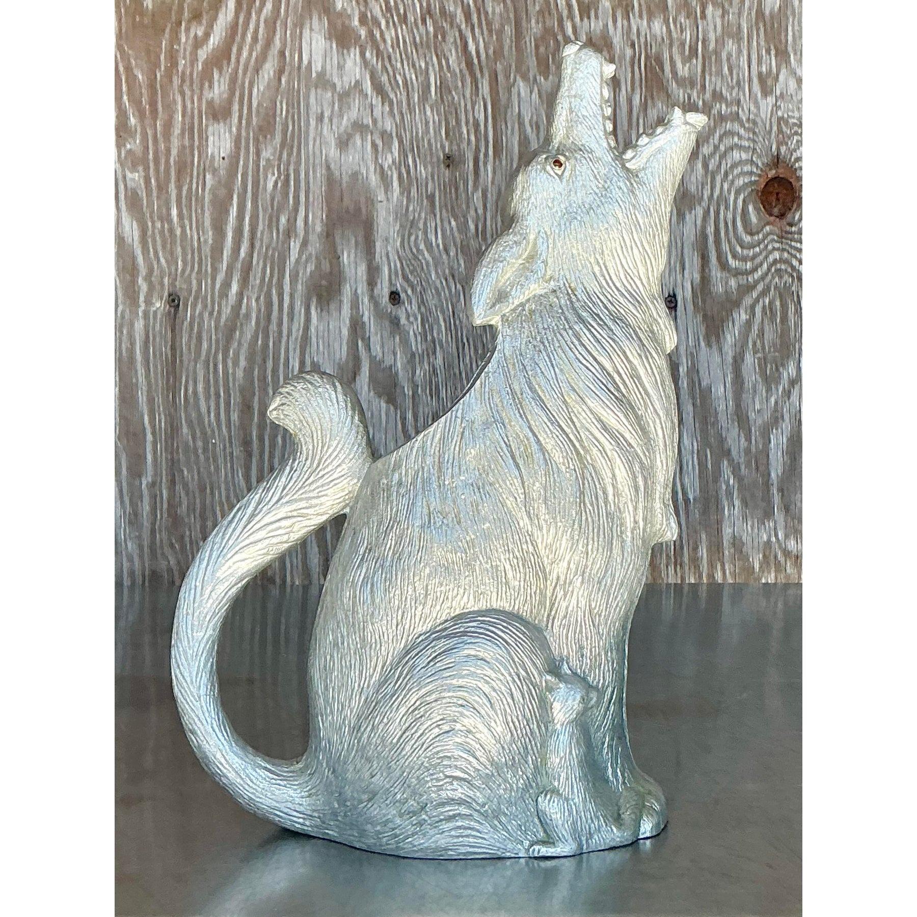 American Vintage Boho Arthur Court Howling Wolf Pewter Pitcher