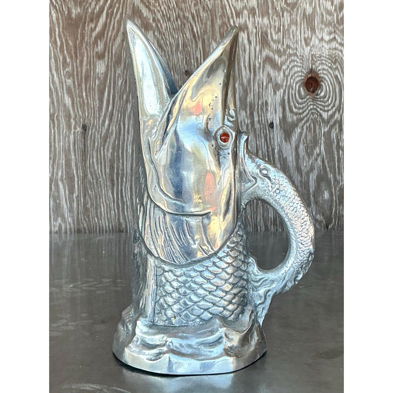 Art Nouveau Vintage Boho Arthur Court Pewter Pitcher For Sale