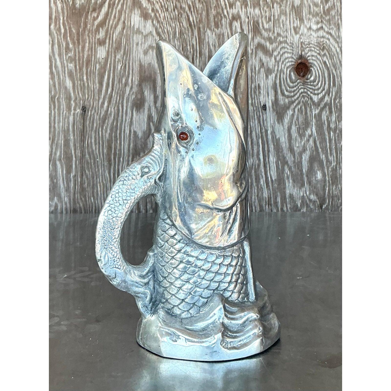 American Vintage Boho Arthur Court Pewter Pitcher For Sale