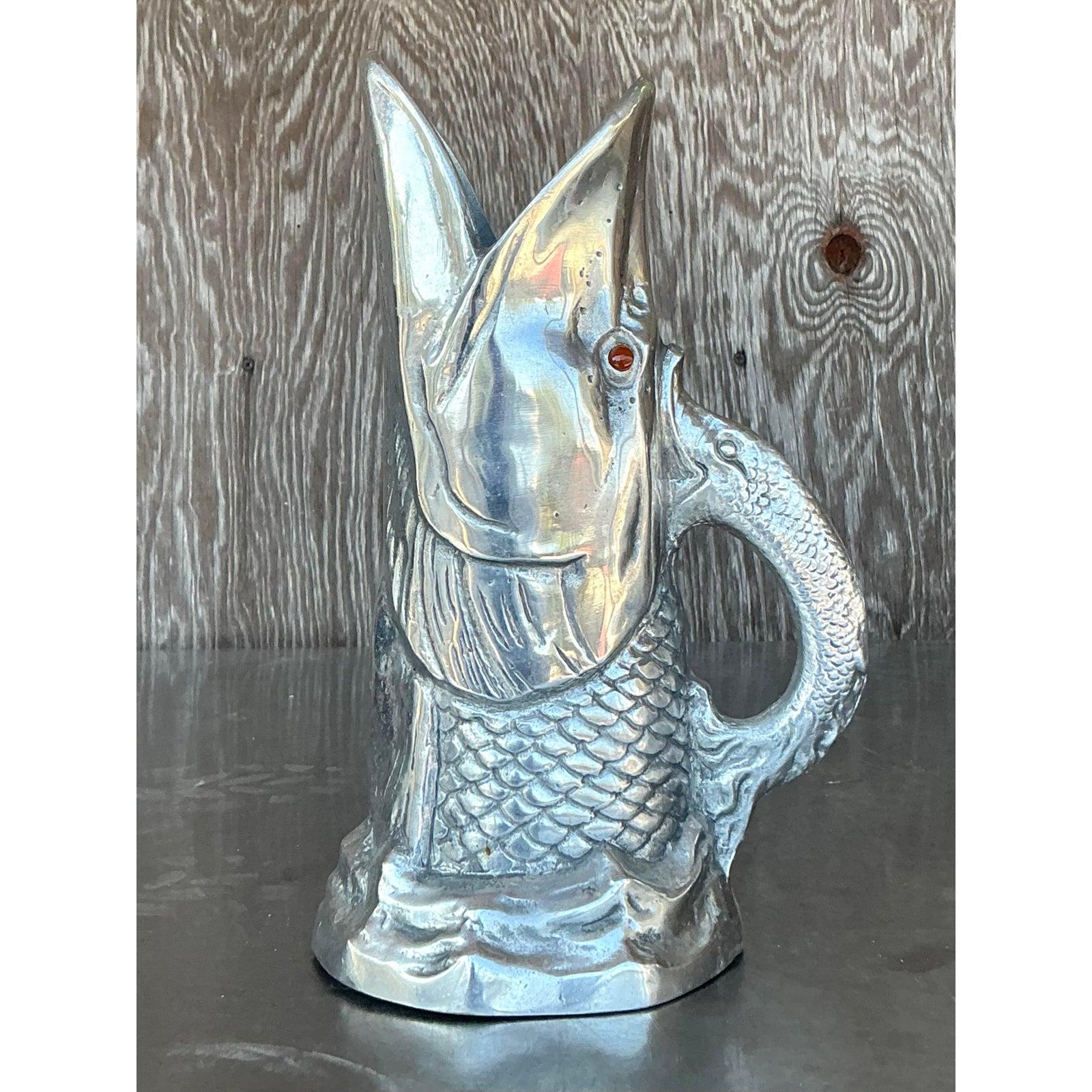Vintage Boho Arthur Court Pewter Pitcher In Good Condition For Sale In West Palm Beach, FL