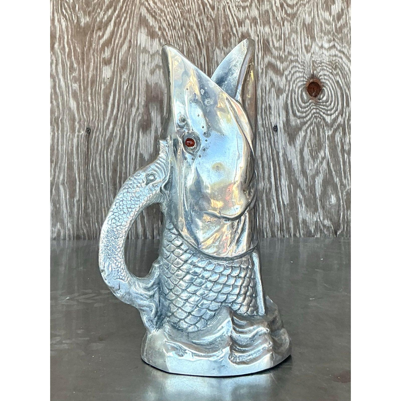 20th Century Vintage Boho Arthur Court Pewter Pitcher For Sale
