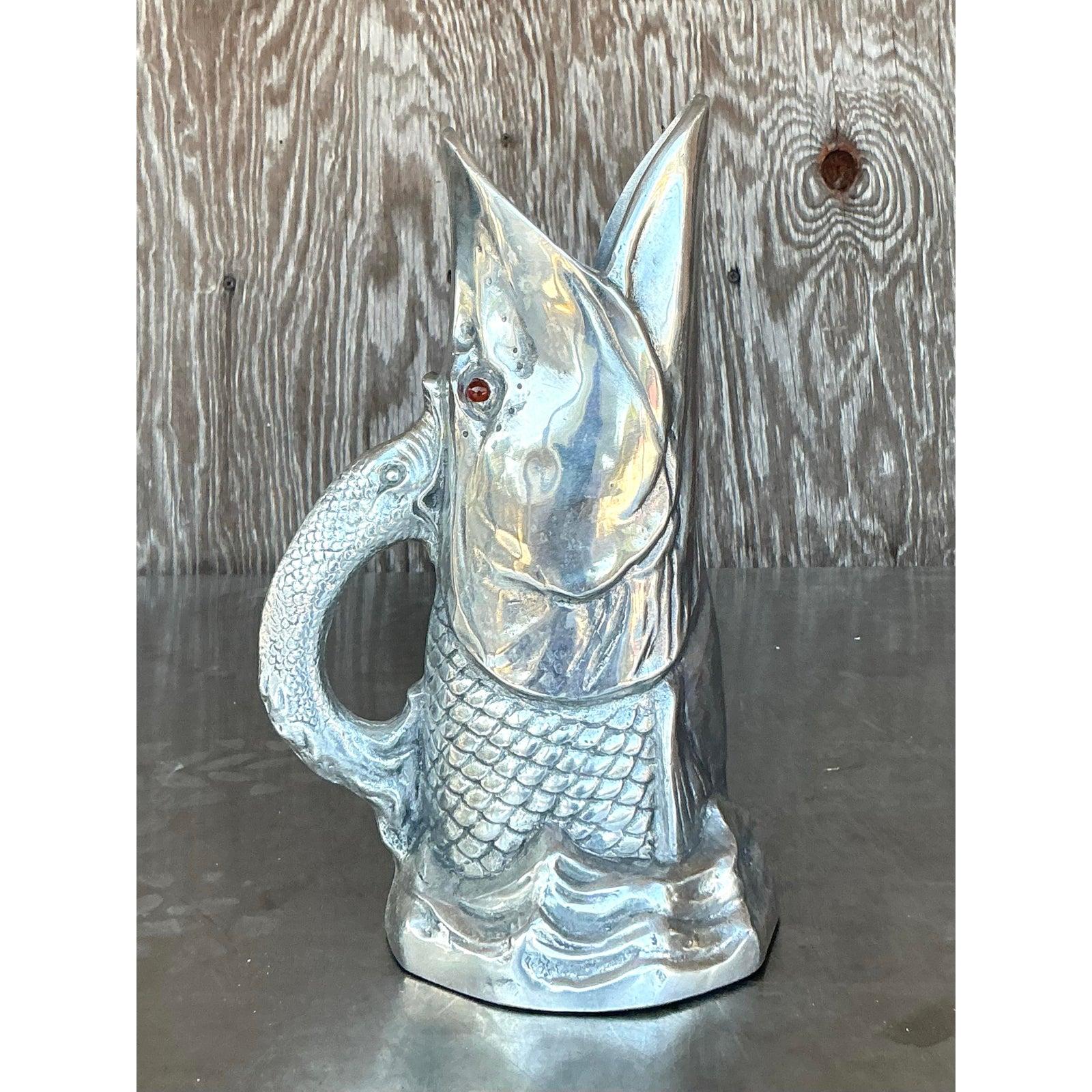 Vintage Boho Arthur Court Pewter Pitcher For Sale 2