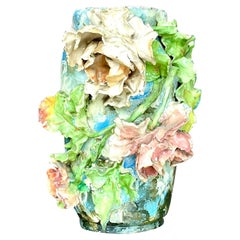 Vase à fleurs vintage en céramique artisanale Boho