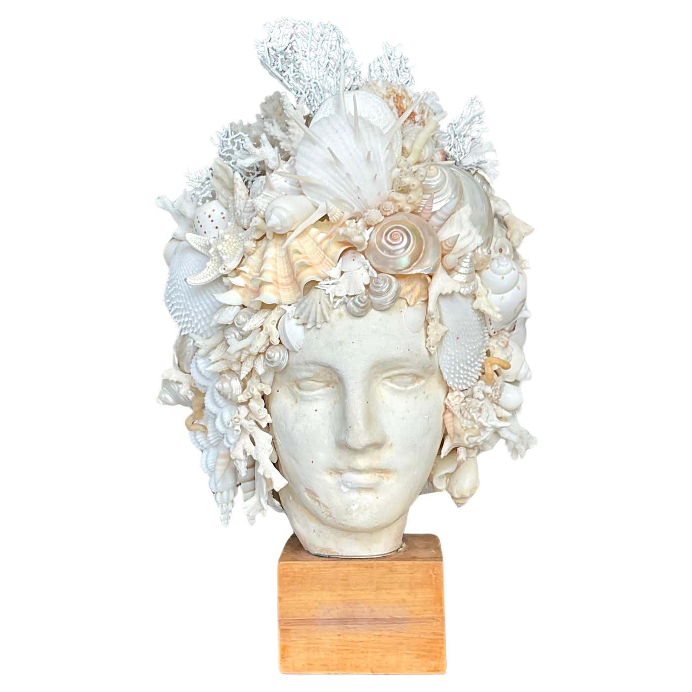 Vintage Boho Artisan Shell Bust For Sale at 1stDibs