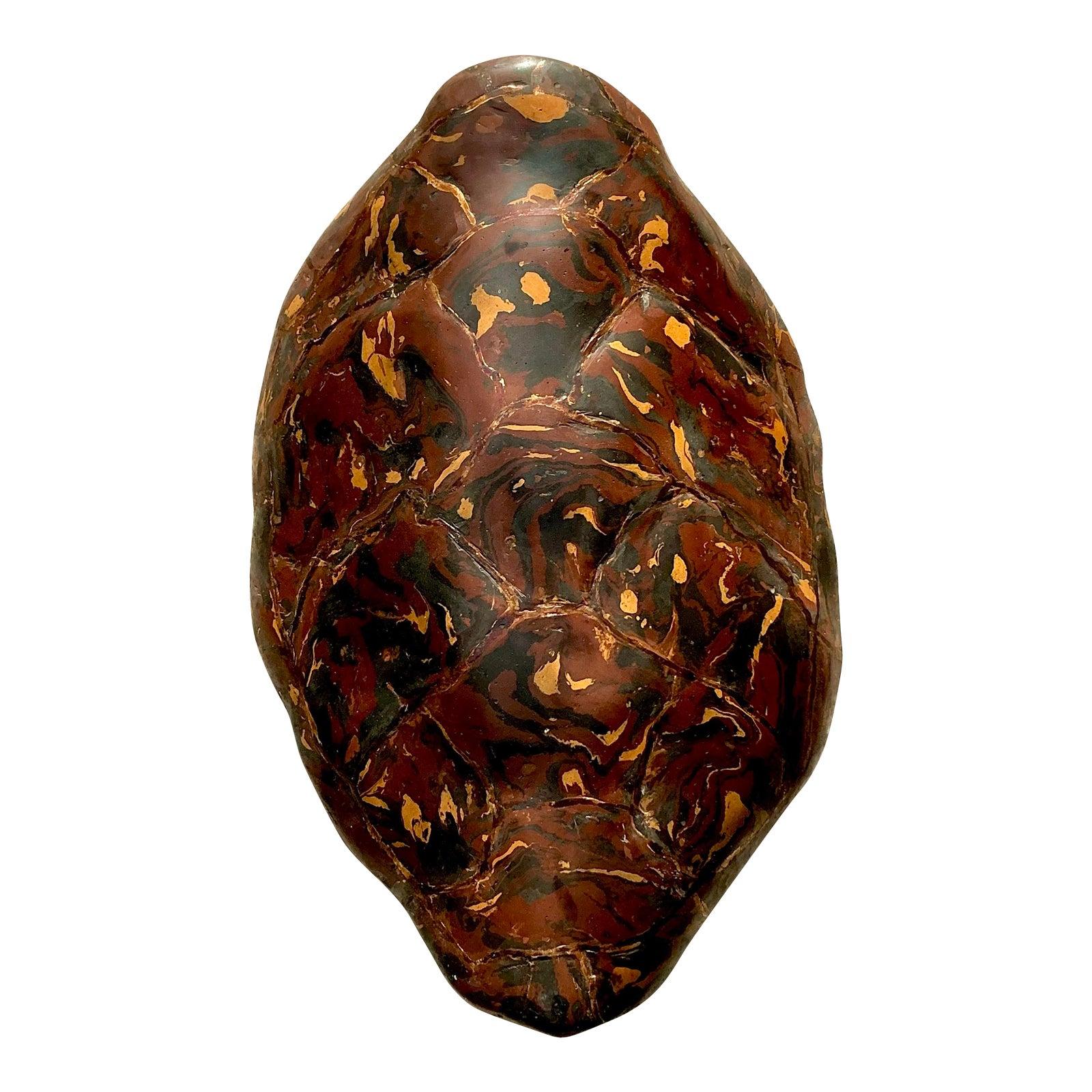 Vintage Boho Artisanal Pigmented Plaster Scagliola Turtle Shell