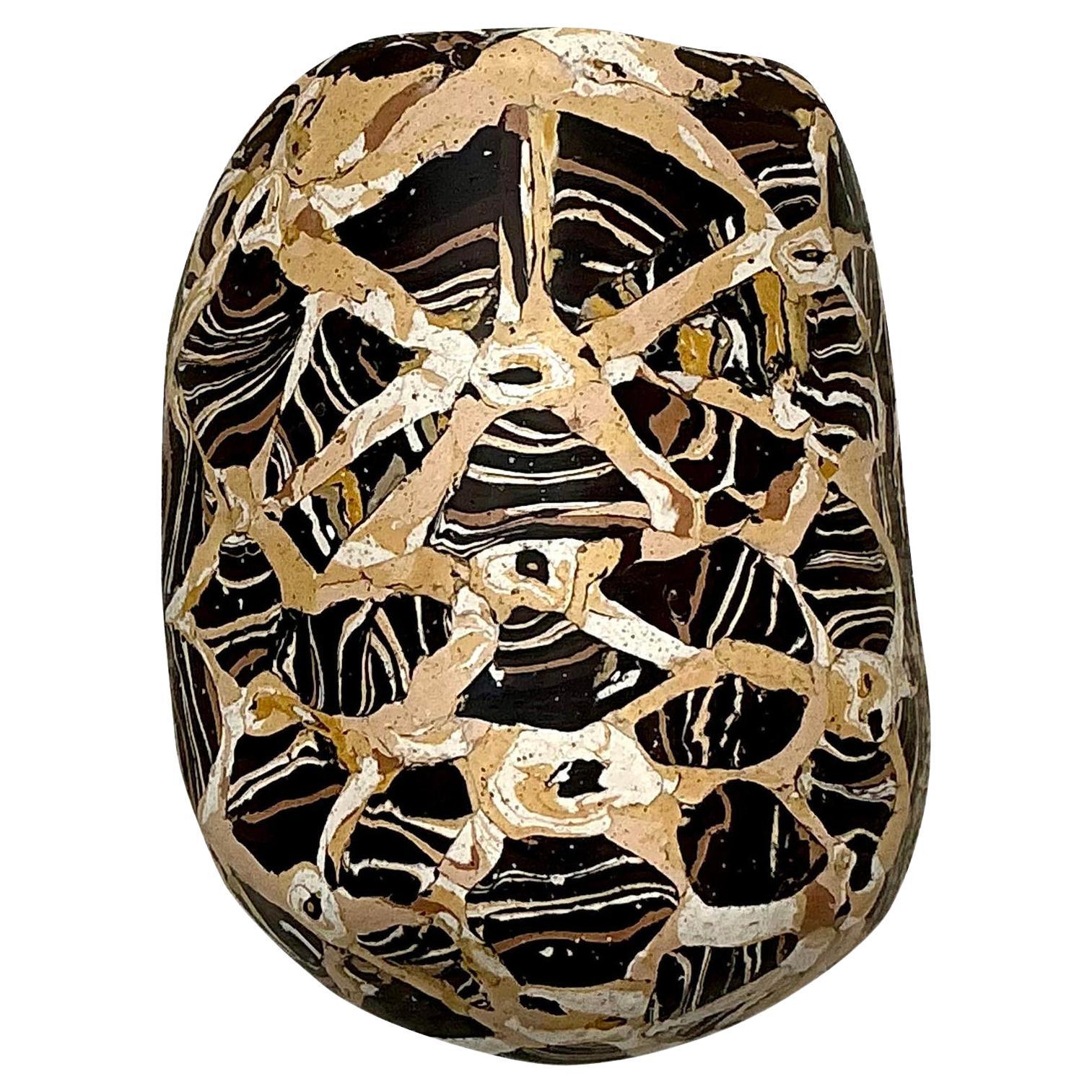 Vintage Boho Artisanal Pigmented Plaster Scagliola Wall Pocket