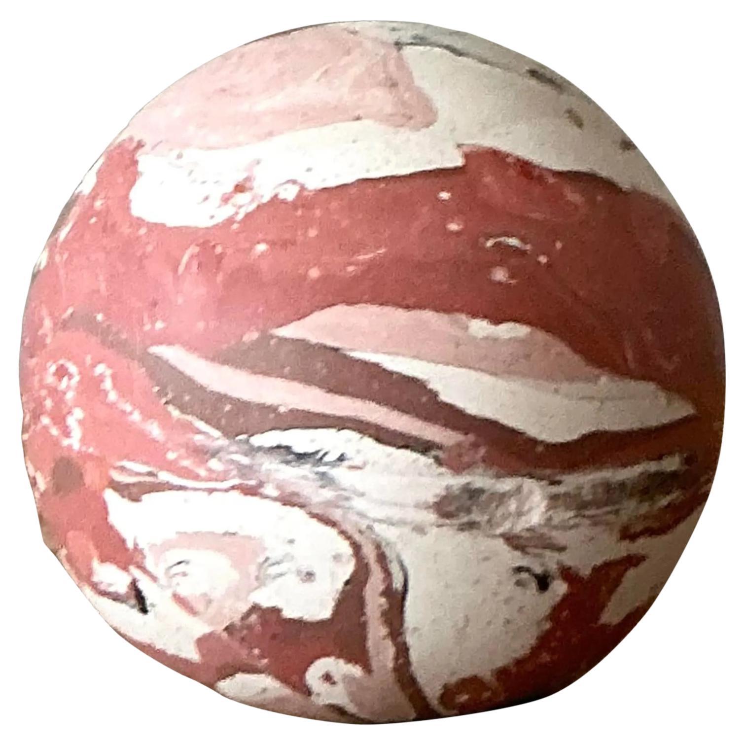 Vintage Boho Artisanal Scagliola Pigmented Plaster Sphere