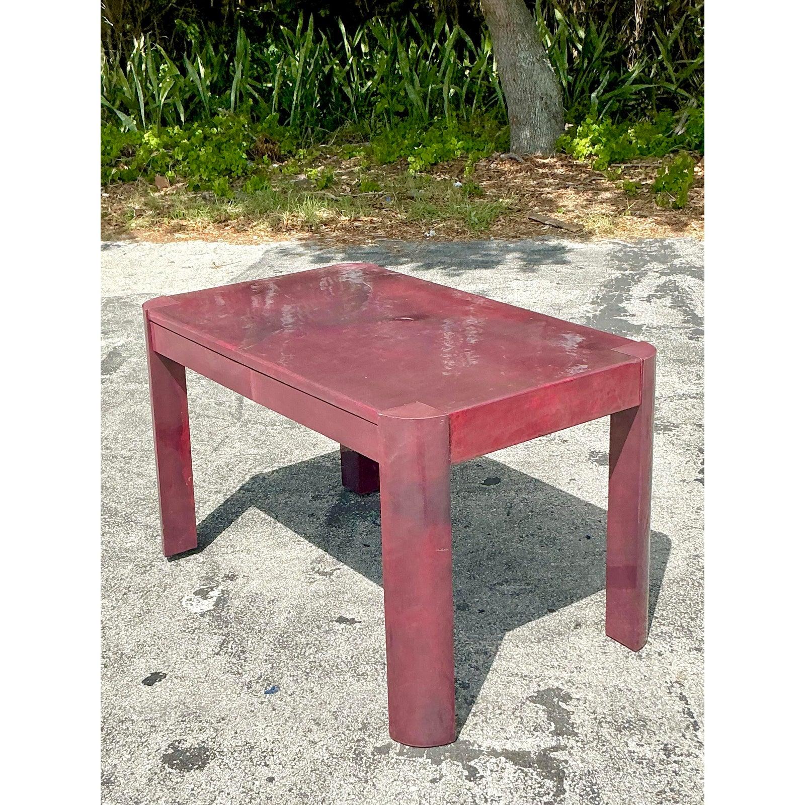 Bureau bohème vintage en peau de chèvre aubergine d'après Springer en vente 4