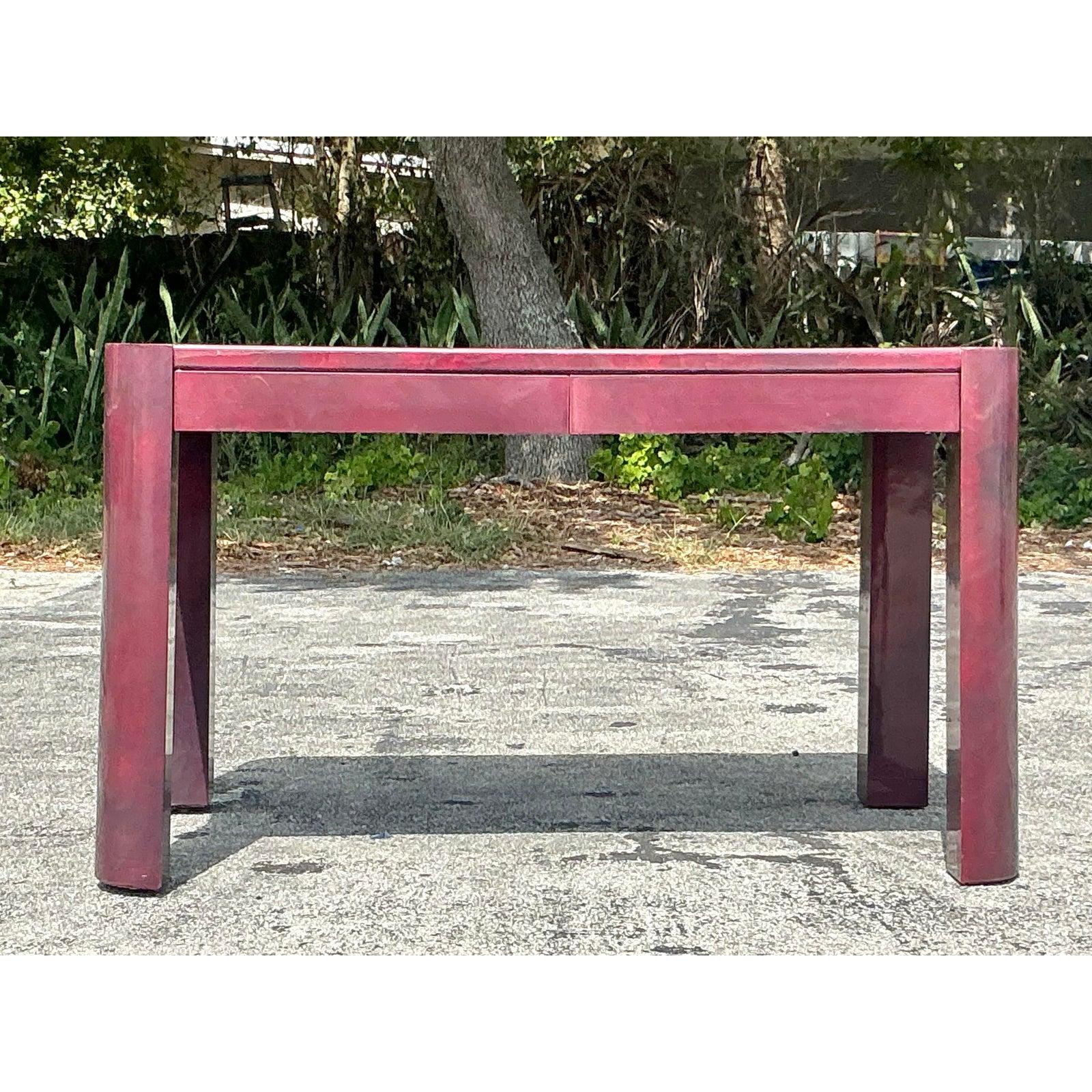 Bureau bohème vintage en peau de chèvre aubergine d'après Springer en vente 6