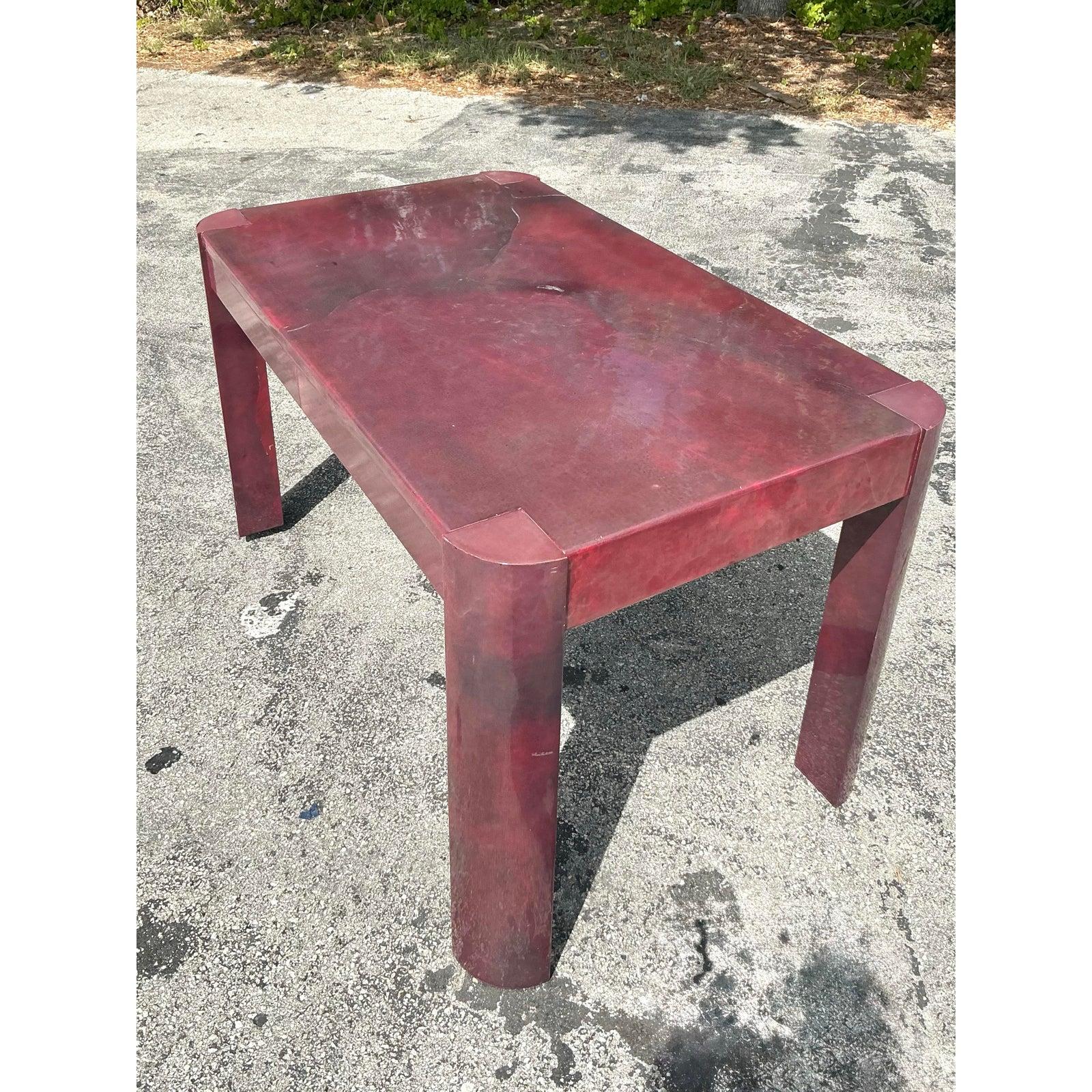 20ième siècle Bureau bohème vintage en peau de chèvre aubergine d'après Springer en vente