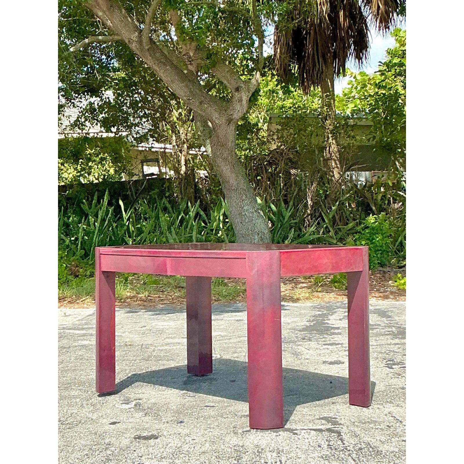 Bureau bohème vintage en peau de chèvre aubergine d'après Springer en vente 1