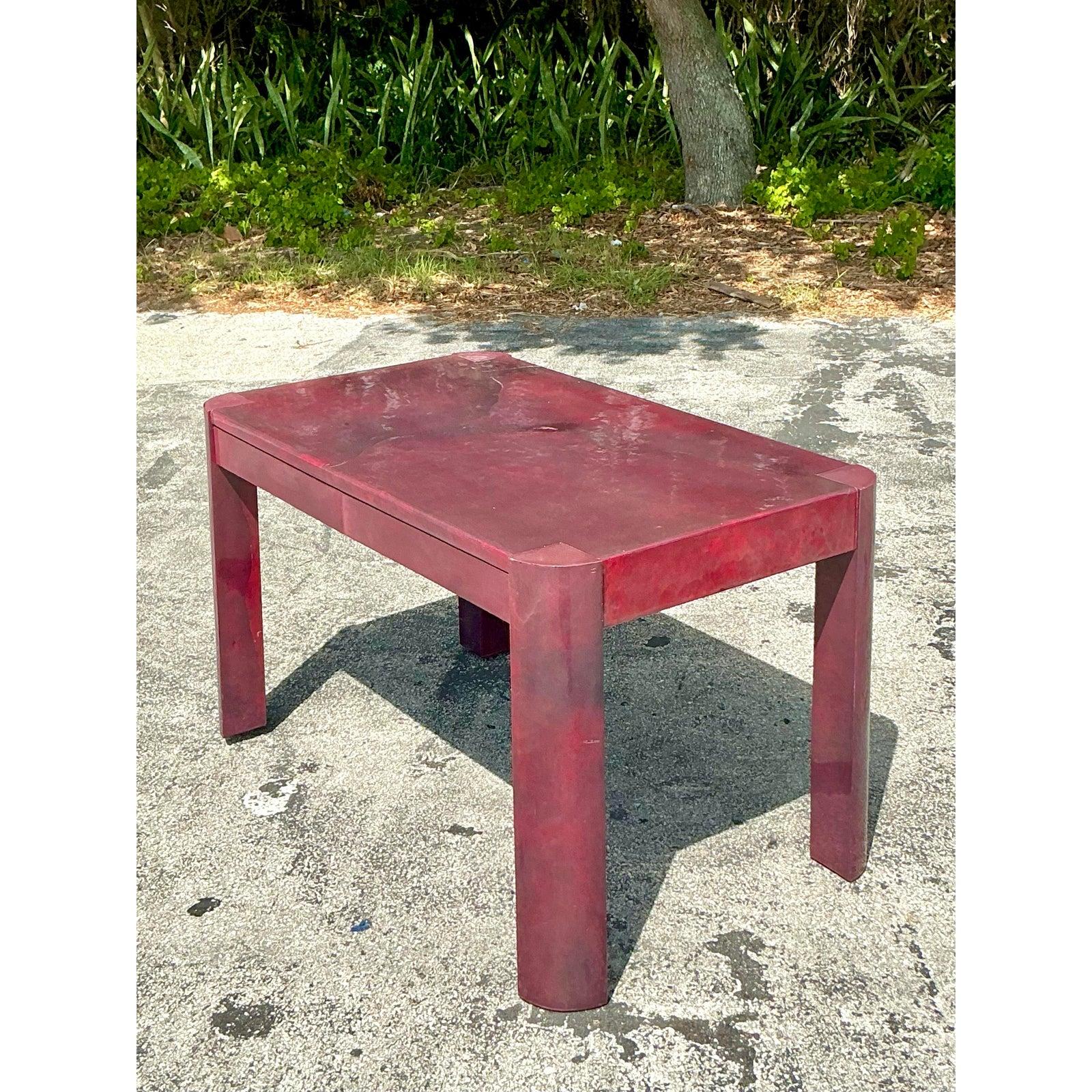 Bureau bohème vintage en peau de chèvre aubergine d'après Springer en vente 2