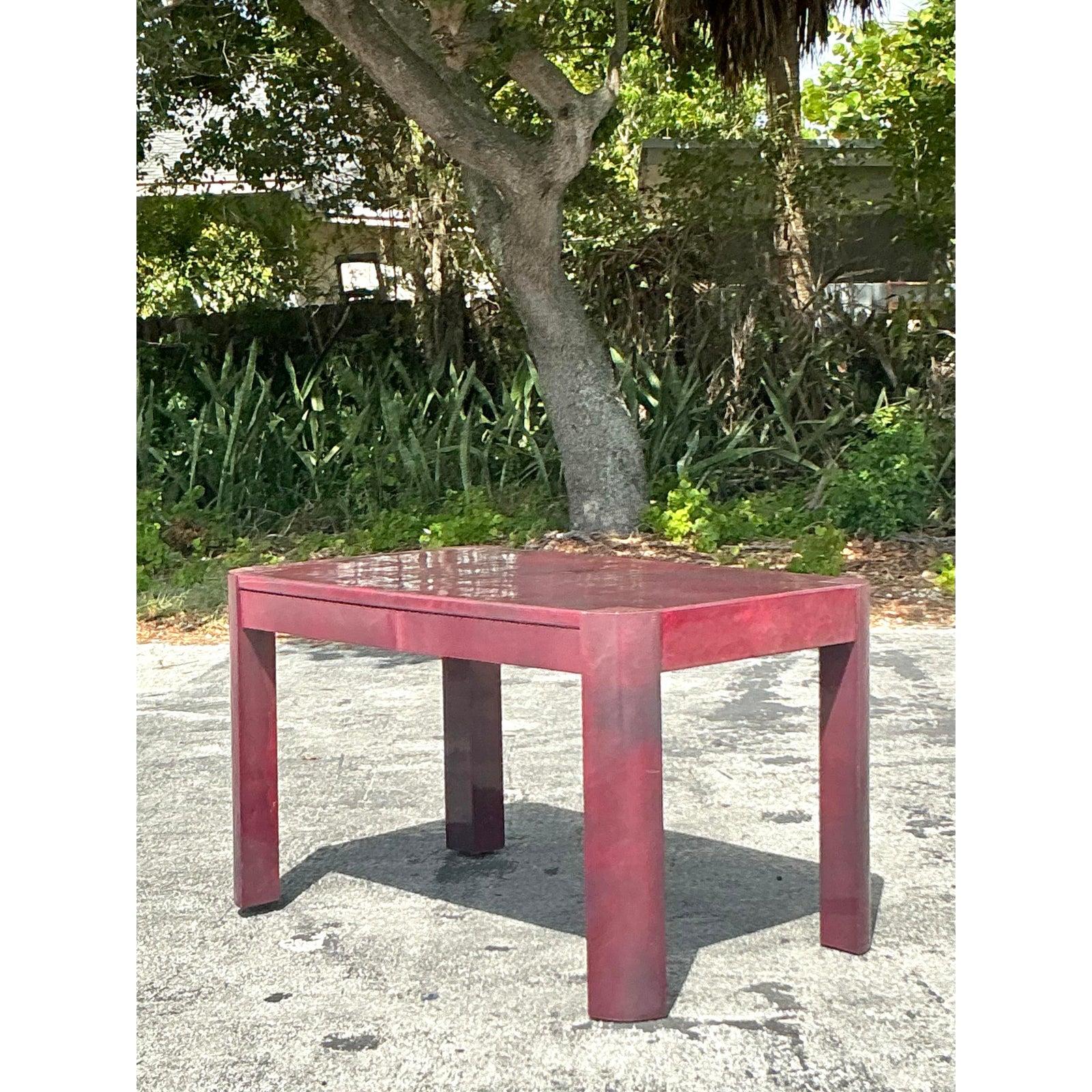 Bureau bohème vintage en peau de chèvre aubergine d'après Springer en vente 3