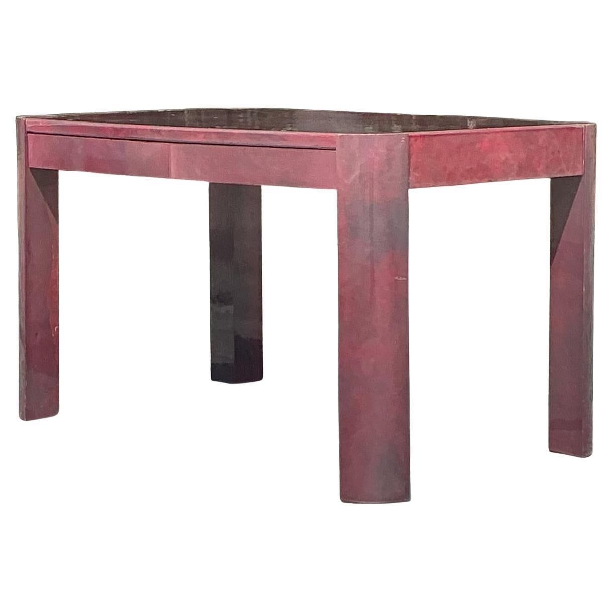 Bureau bohème vintage en peau de chèvre aubergine d'après Springer