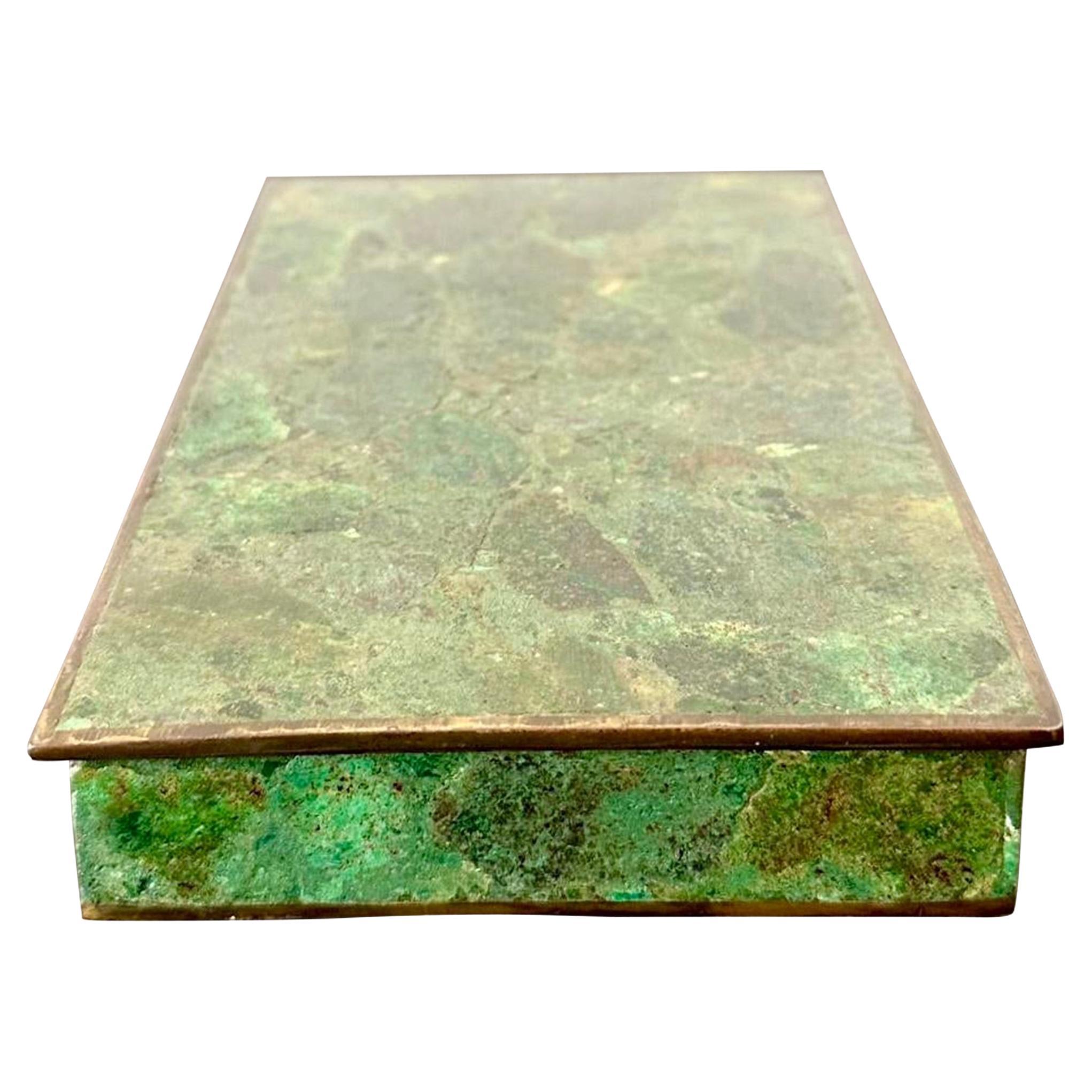 Vintage Boho Azurite and Brass Trinket Box
