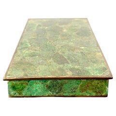 Vintage Boho Azurite and Brass Trinket Box