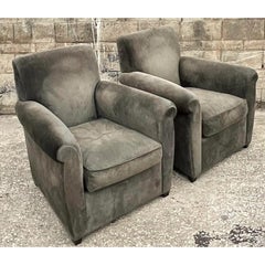Vintage Boho Baker for Coach Suede Club Chairs, a Pair