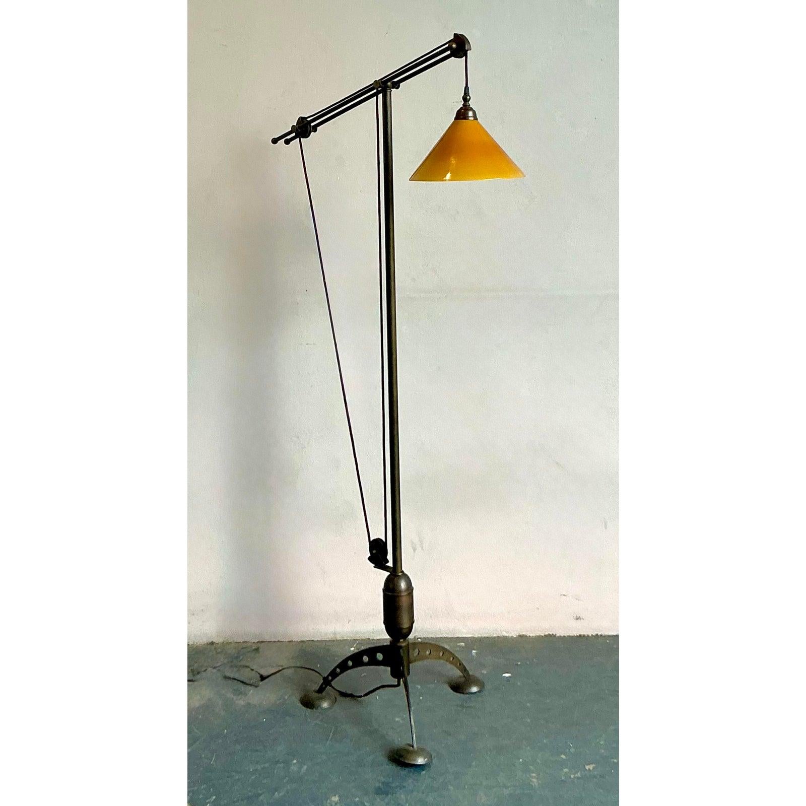 Vintage Boho Baker MRL 191 Counterbalance Floor Lamp In Good Condition For Sale In West Palm Beach, FL