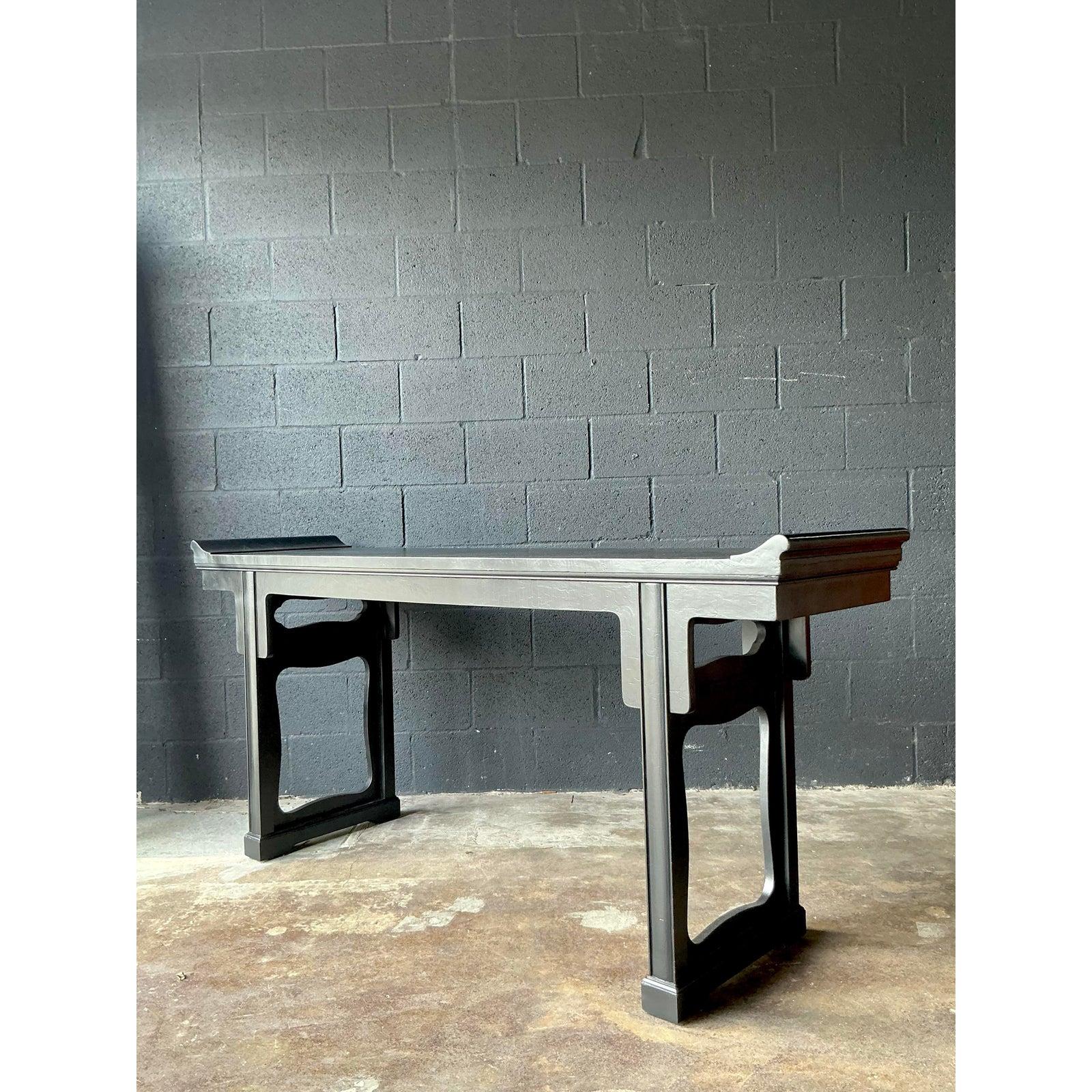 American Vintage Boho Baker Pagoda Console Table For Sale