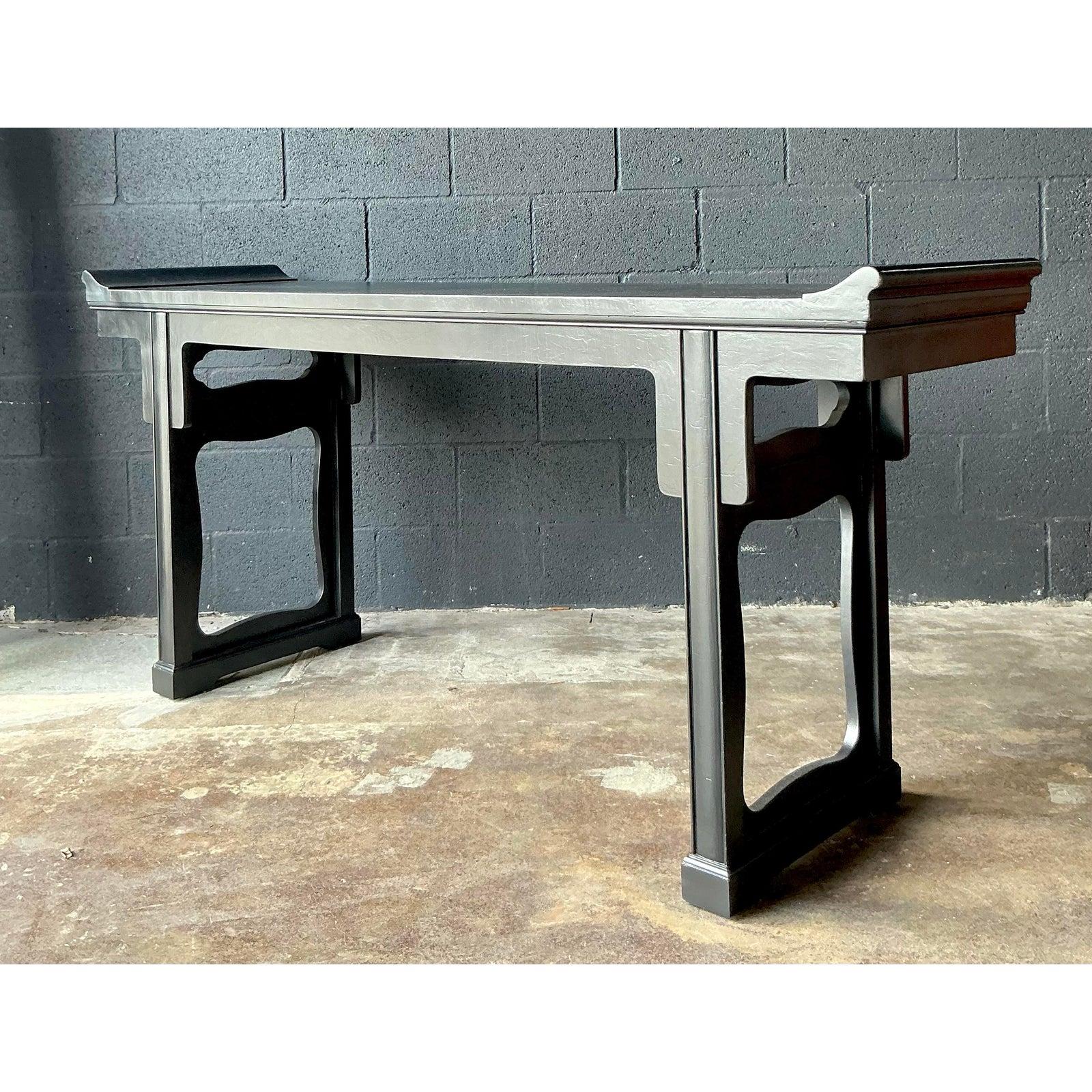 Vintage Boho Baker Pagoda Console Table In Good Condition For Sale In West Palm Beach, FL
