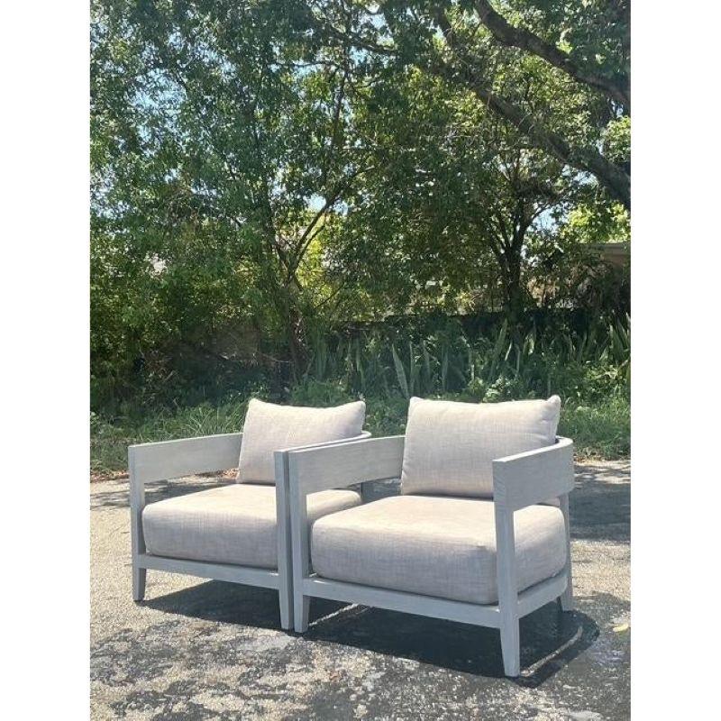 20th Century Vintage Boho “Balmain” Outdoor Lounge Chairs After Restoration Hardware-Set of 2 For Sale