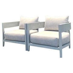 Vintage Boho “Balmain” Outdoor Lounge Chairs After Restoration Hardware-Set of 2