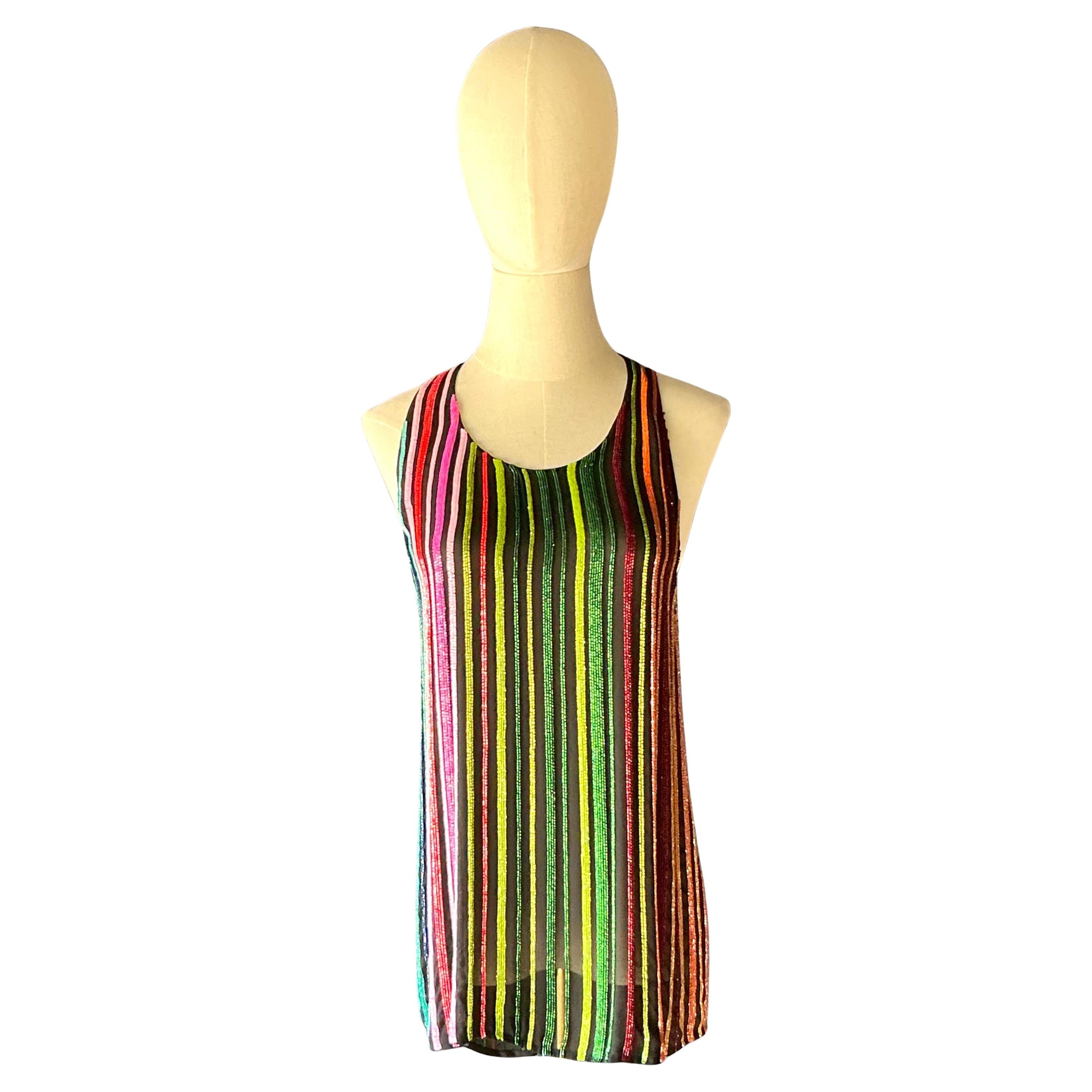 Vintage Boho Balmain Gestreiftes Kleid