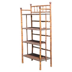 Vintage Boho Bamboo Hall Etagere