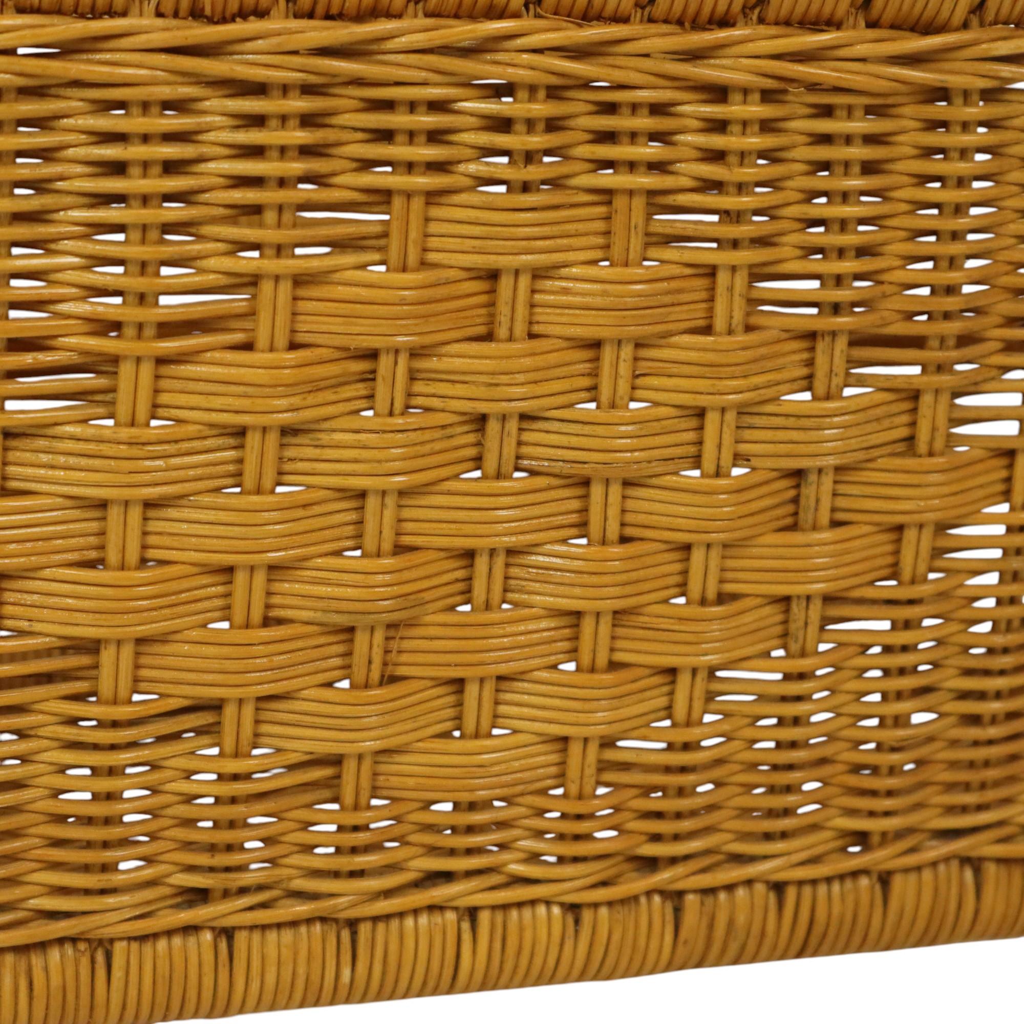 20th Century Vintage Boho Bamboo Rattan Magazine Rack Magazine Rack 80s For Sale