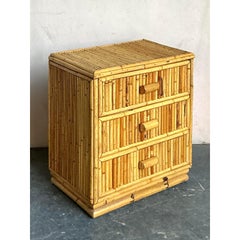 Vintage Boho Bamboo Side Chest