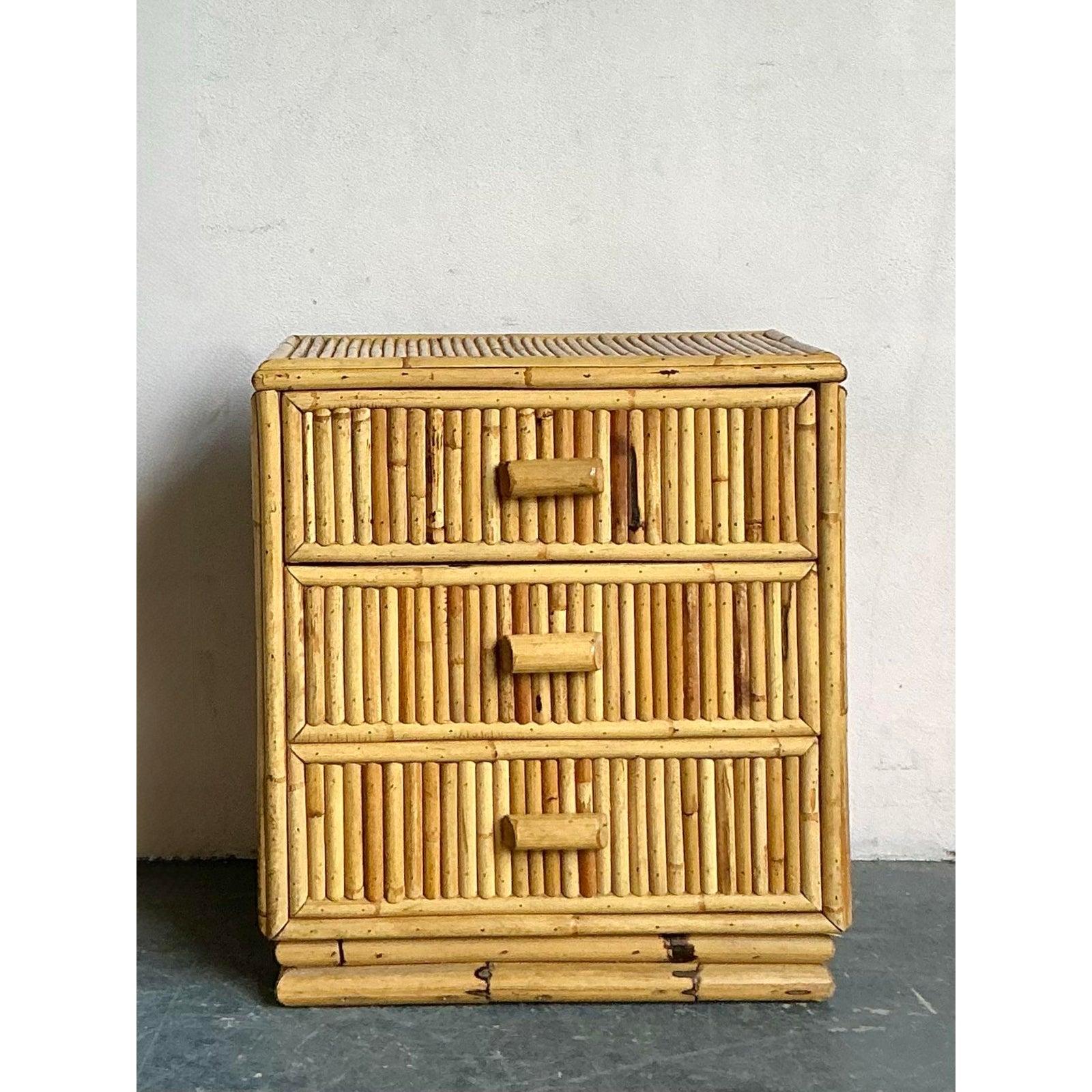 Filippino Cassapanca laterale in bambù vintage Boho in vendita