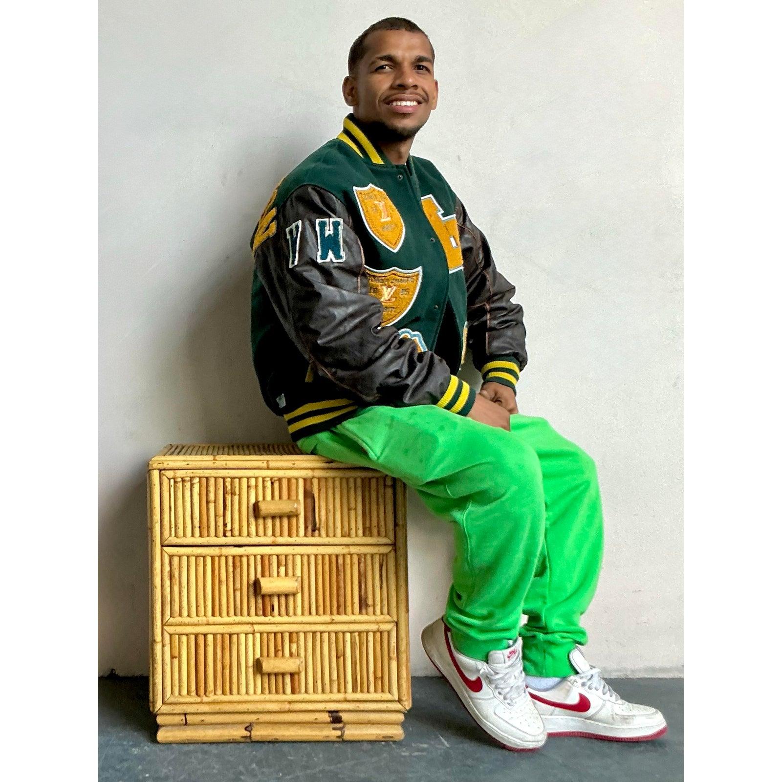 Cassapanca laterale in bambù vintage Boho in vendita 1