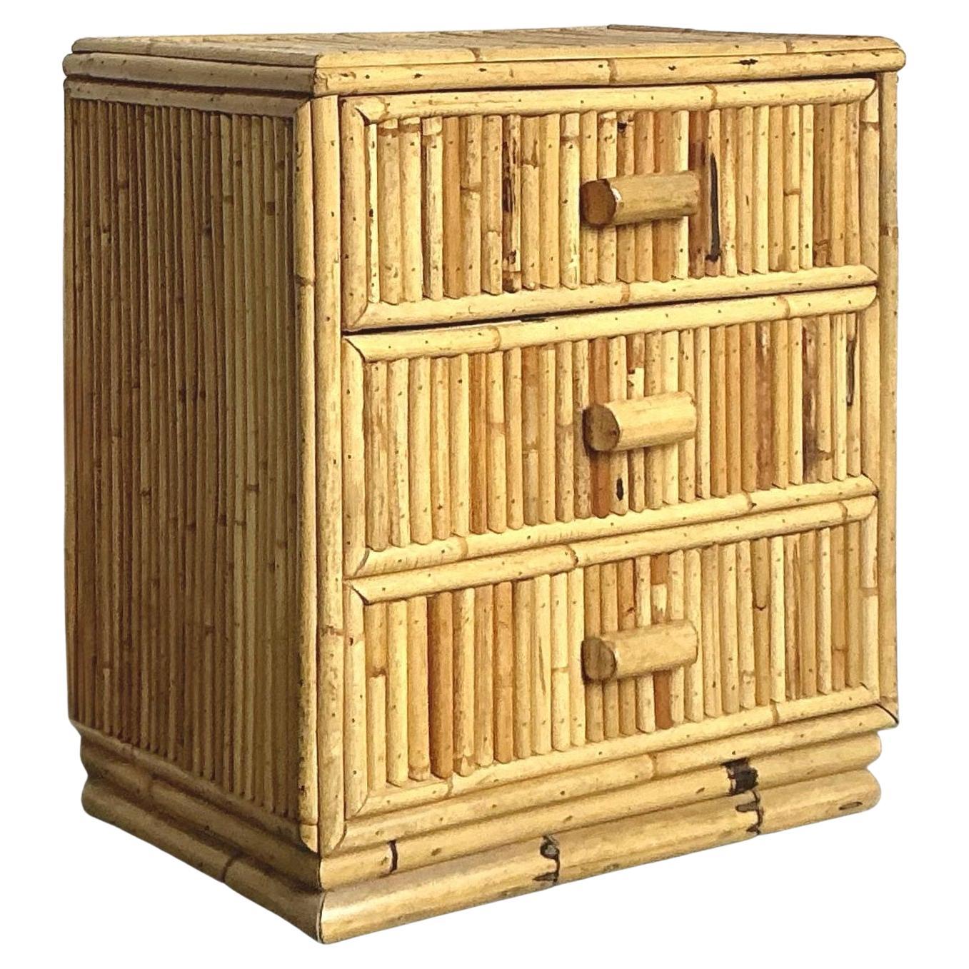 Cassapanca laterale in bambù vintage Boho in vendita