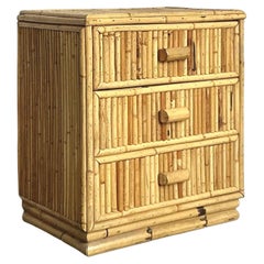 Vintage Boho Bamboo Side Chest