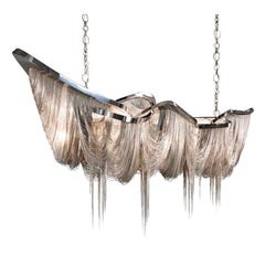 Vintage Boho Barlas Baylor “Pantheon” Monumental Nickel Swag Chain Chandelier