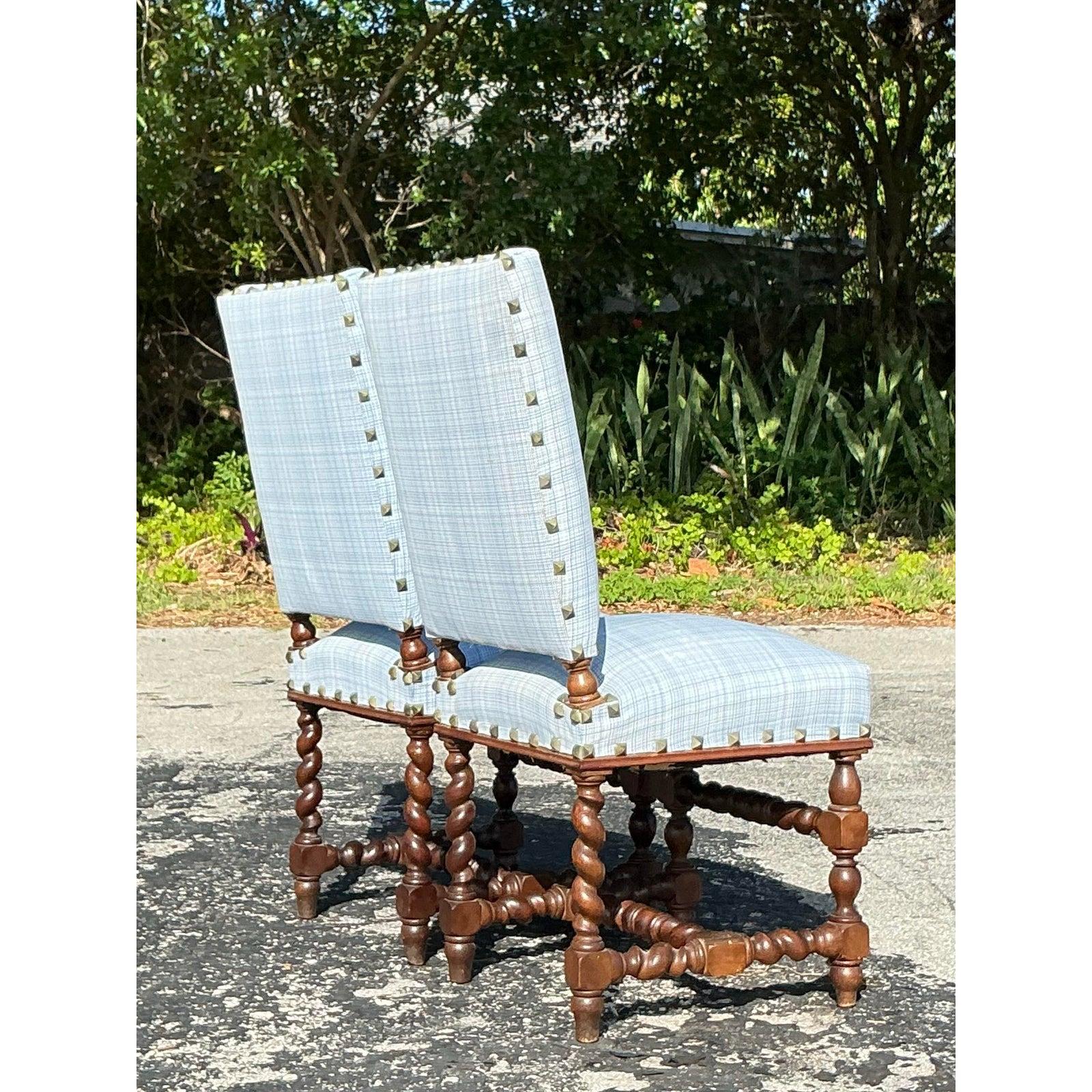 Rustico Sedie Boho Barley Twist d'epoca - Una coppia in vendita