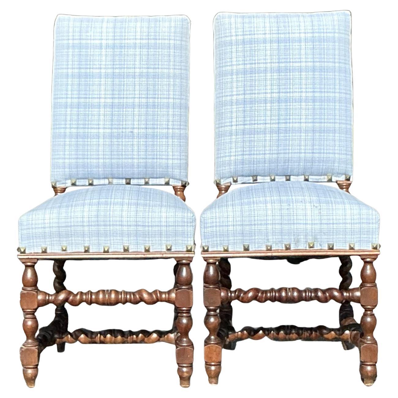 Vintage Boho Barley Twist Chairs - A Pair