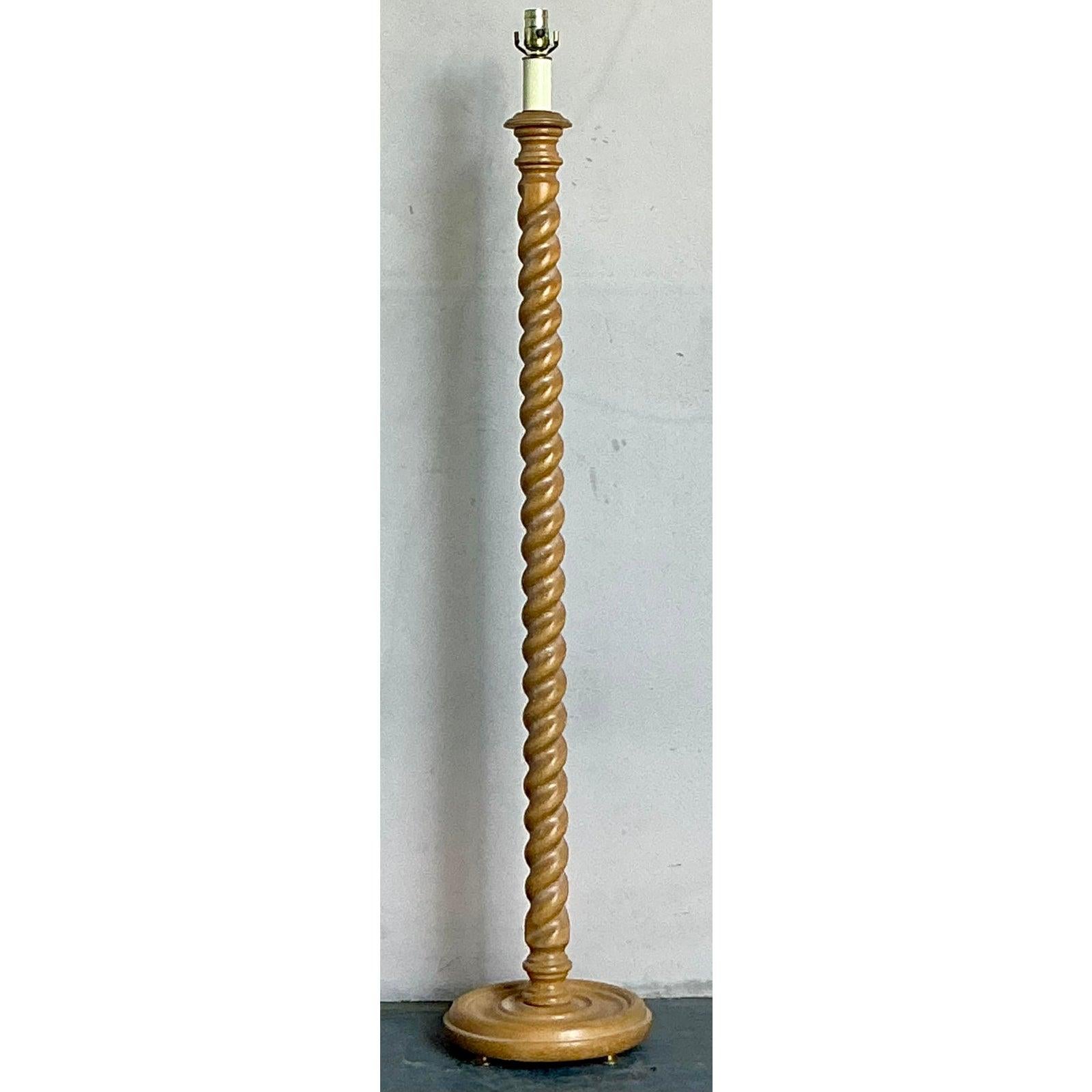 American Vintage Boho Barley Twist Floor Lamp For Sale