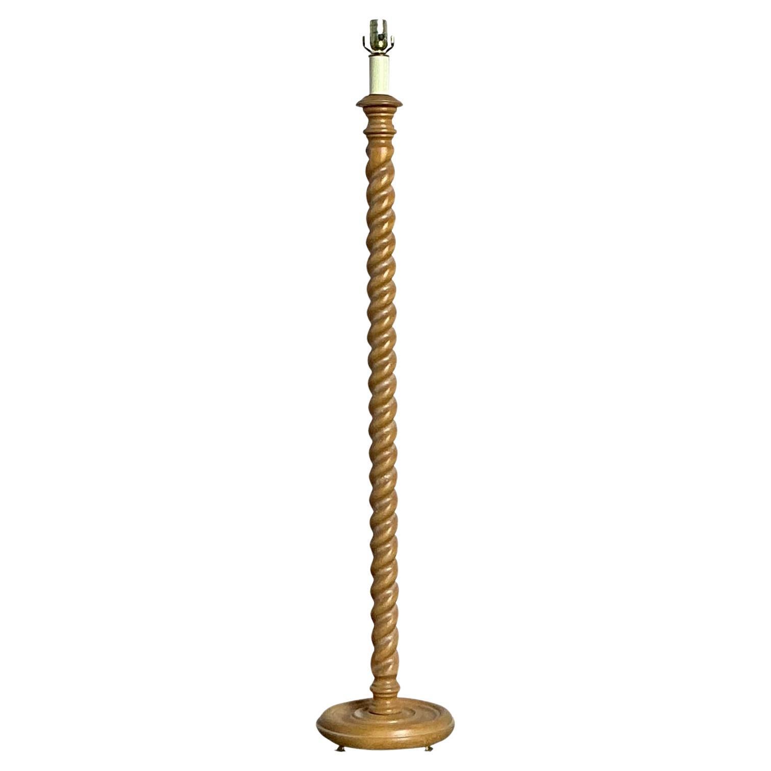 Vintage Boho Barley Twist Floor Lamp For Sale