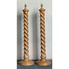 Vintage Boho Barley Twist Floor Lamps - A Pair
