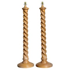 Vintage Boho Barley Twist Floor Lamps - A Pair