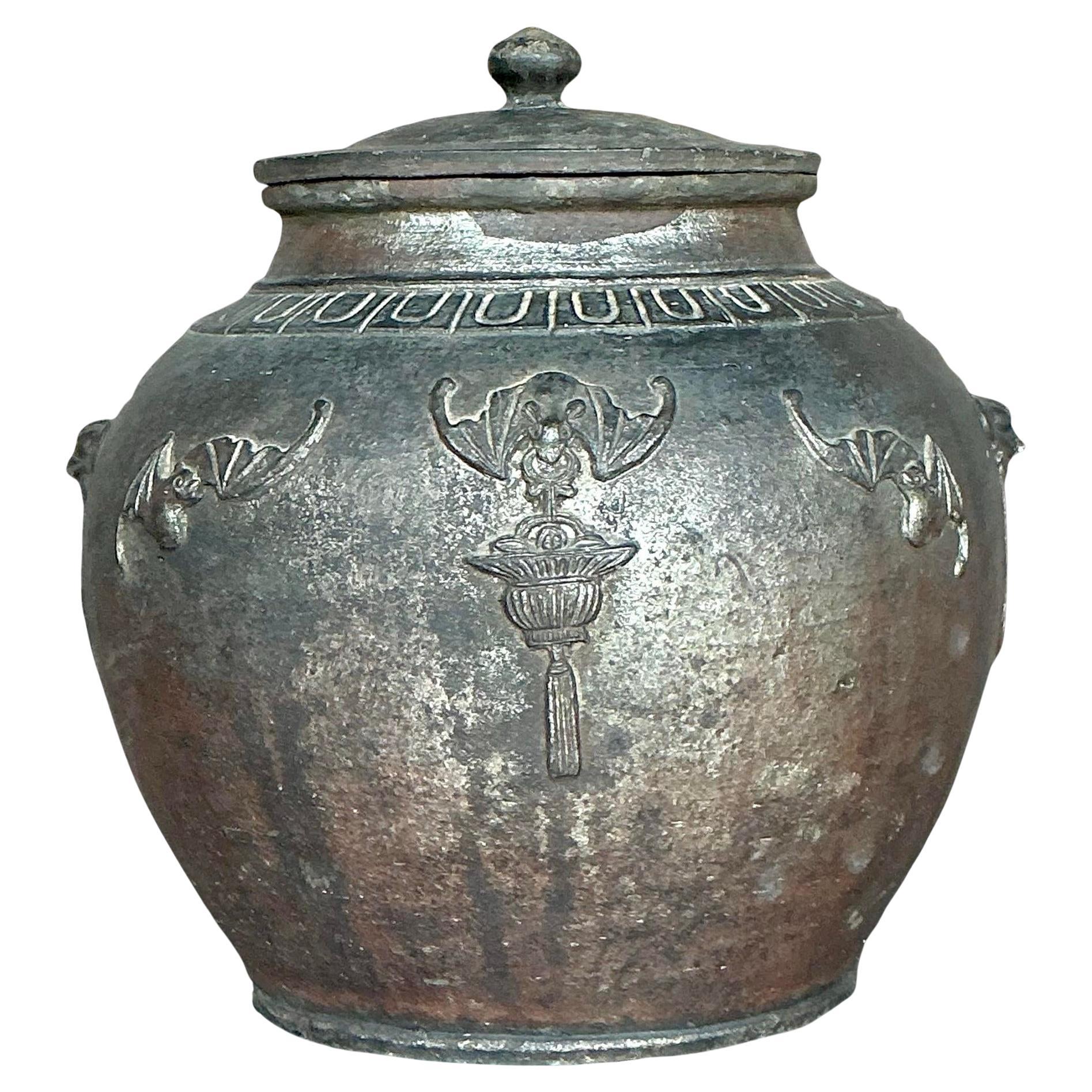 Vintage Boho Bat Wing Lidded Urn