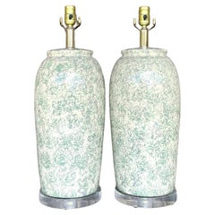 Pareja de lámparas de cerámica esmaltada vintage Boho Bauer